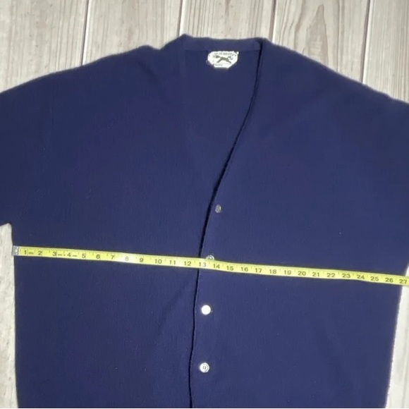 Vintage Fox Sweater JC Penney Men’s V Neck Cardigan Sweater Blue See Measurement - Picture 4 of 5